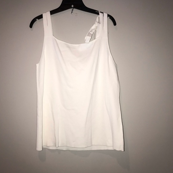 LOFT tie shoulder knit tank white XL NWT - Picture 4 of 4